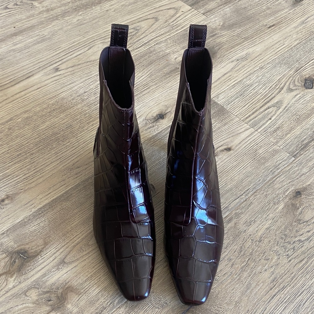 Madewell Croc-Embossed Leather The Dimes Chelsea Boot Coffee Bean Women’s Size 8 - Picture 4 of 9